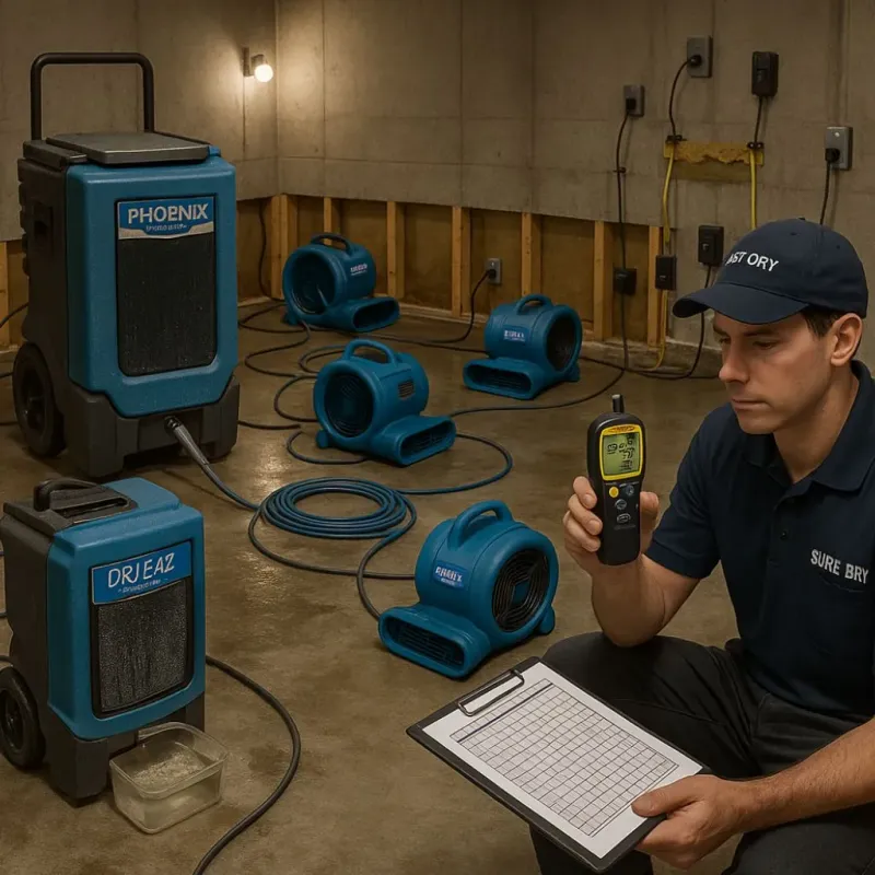 Structural Drying and Dehumidification process in Mechanic Falls, ME